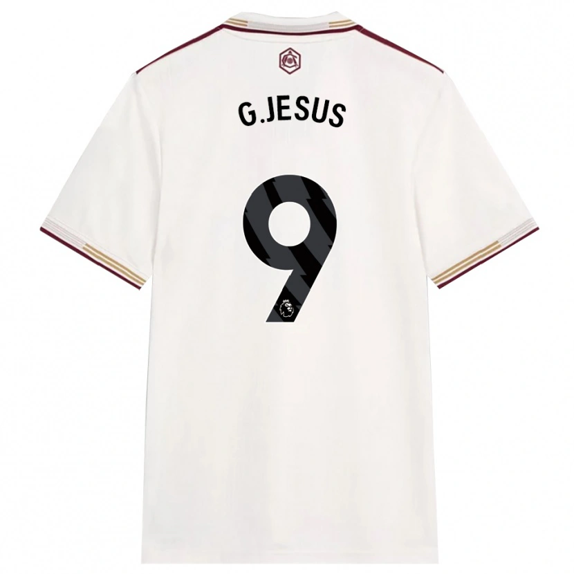 Danxen Bambino Maglia Gabriel Jesus #9 Bianco Sporco Borgogna Kit Gara Third 2025/26 Maglietta