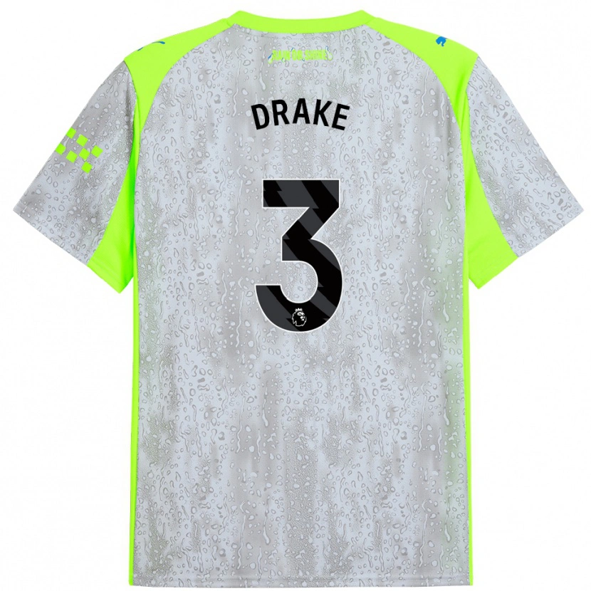 Danxen Bambino Maglia Leke Drake #3 Grigio Giallo Kit Gara Third 2025/26 Maglietta