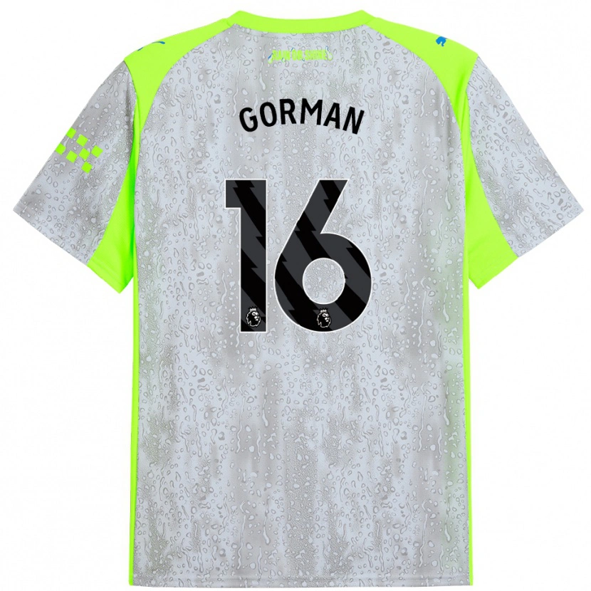 Danxen Bambino Maglia Finlay Gorman #16 Grigio Giallo Kit Gara Third 2025/26 Maglietta