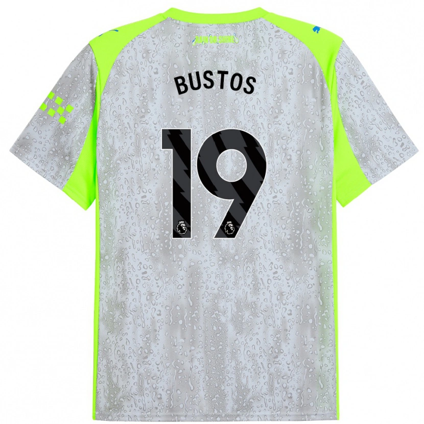 Danxen Bambino Maglia Nahuel Bustos #19 Grigio Giallo Kit Gara Third 2025/26 Maglietta