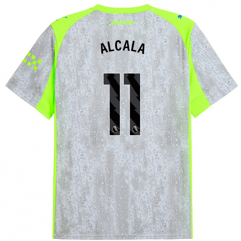 Danxen Bambino Maglia Álex Alcalá #11 Grigio Giallo Kit Gara Third 2025/26 Maglietta