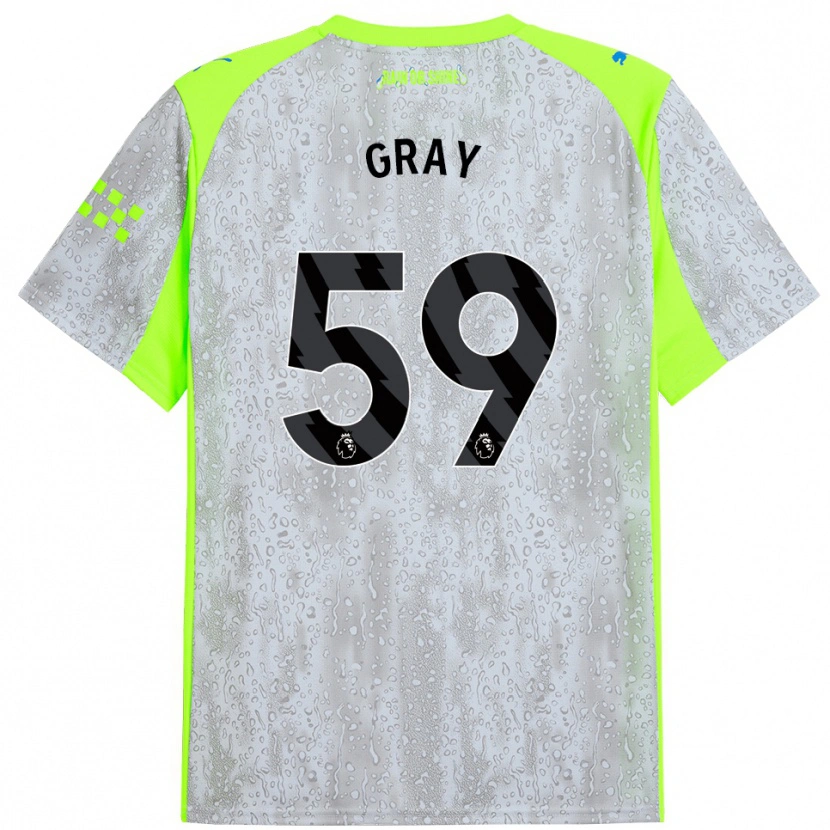 Danxen Bambino Maglia Charlie Gray #59 Grigio Giallo Kit Gara Third 2025/26 Maglietta