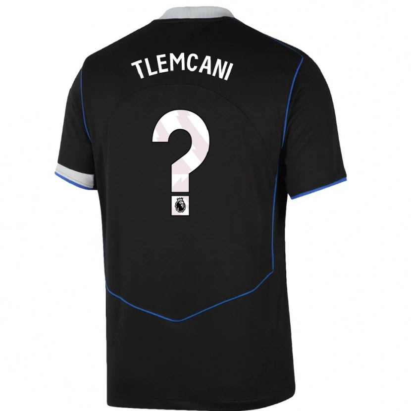 Danxen Bambino Maglia Sami Tlemcani #0 Nero Blu Argento Kit Gara Third 2025/26 Maglietta