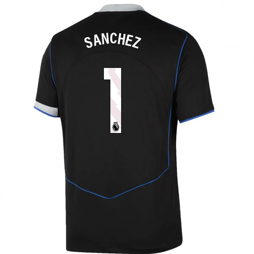Danxen Bambino Maglia Robert Sánchez #1 Nero Blu Argento Kit Gara Third 2025/26 Maglietta
