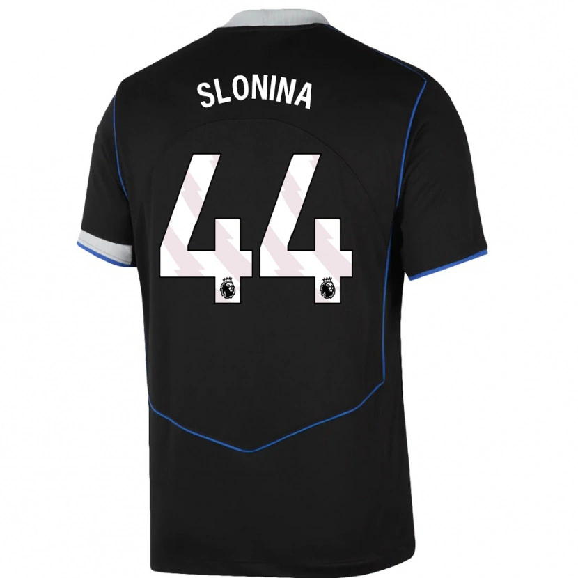 Danxen Bambino Maglia Gabriel Slonina #44 Nero Blu Argento Kit Gara Third 2025/26 Maglietta