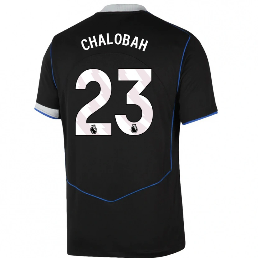 Danxen Bambino Maglia Trevoh Chalobah #23 Nero Blu Argento Kit Gara Third 2025/26 Maglietta