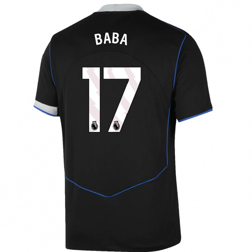 Danxen Bambino Maglia Abdul-Rahman Baba #17 Nero Blu Argento Kit Gara Third 2025/26 Maglietta