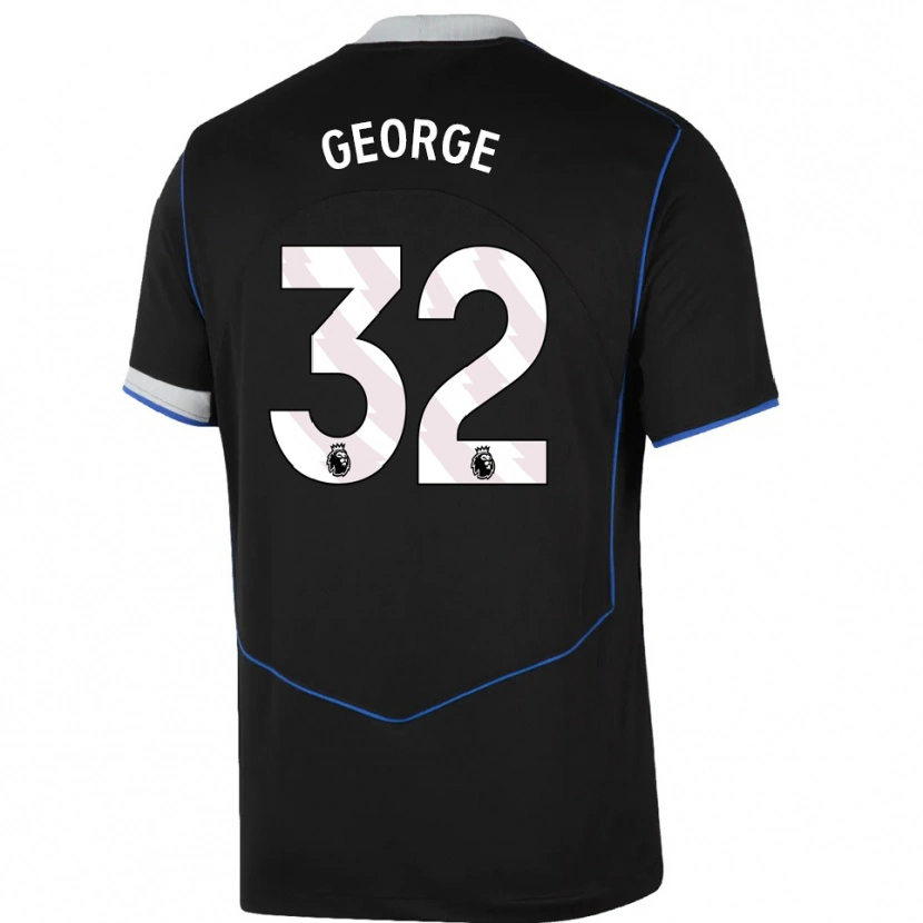 Danxen Bambino Maglia Tyrique George #32 Nero Blu Argento Kit Gara Third 2025/26 Maglietta