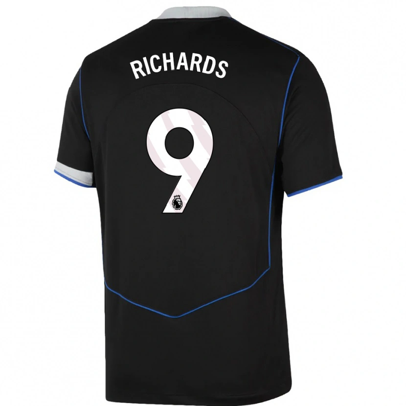 Danxen Bambino Maglia Dujuan Richards #9 Nero Blu Argento Kit Gara Third 2025/26 Maglietta