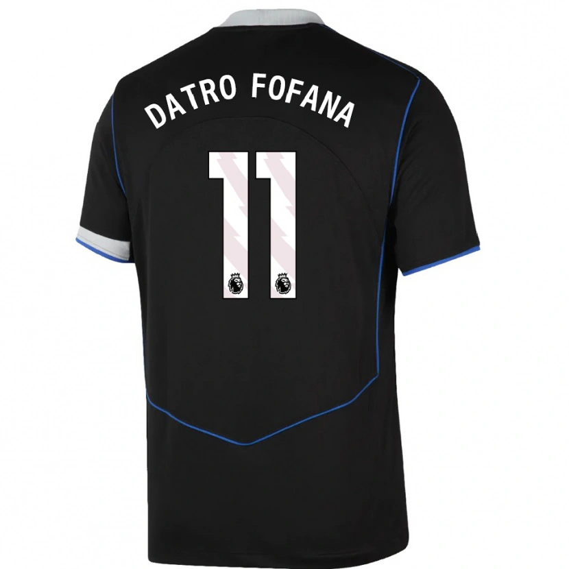 Danxen Bambino Maglia David Datro Fofana #11 Nero Blu Argento Kit Gara Third 2025/26 Maglietta