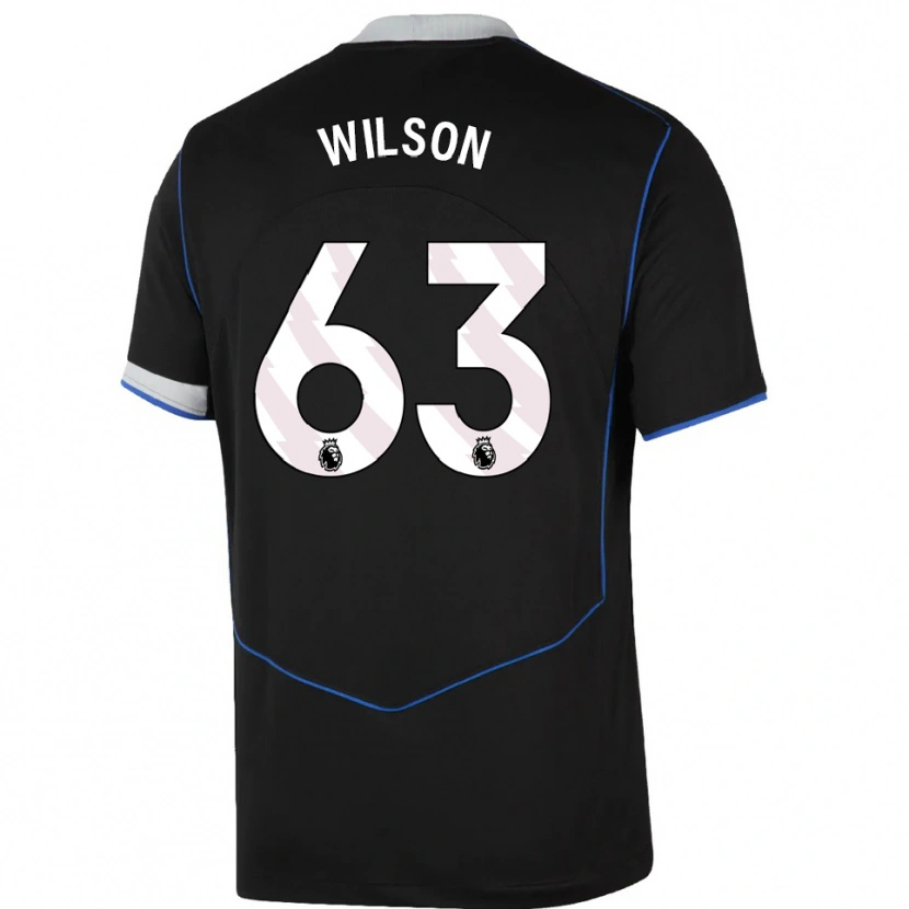 Danxen Bambino Maglia Kaiden Wilson #63 Nero Blu Argento Kit Gara Third 2025/26 Maglietta