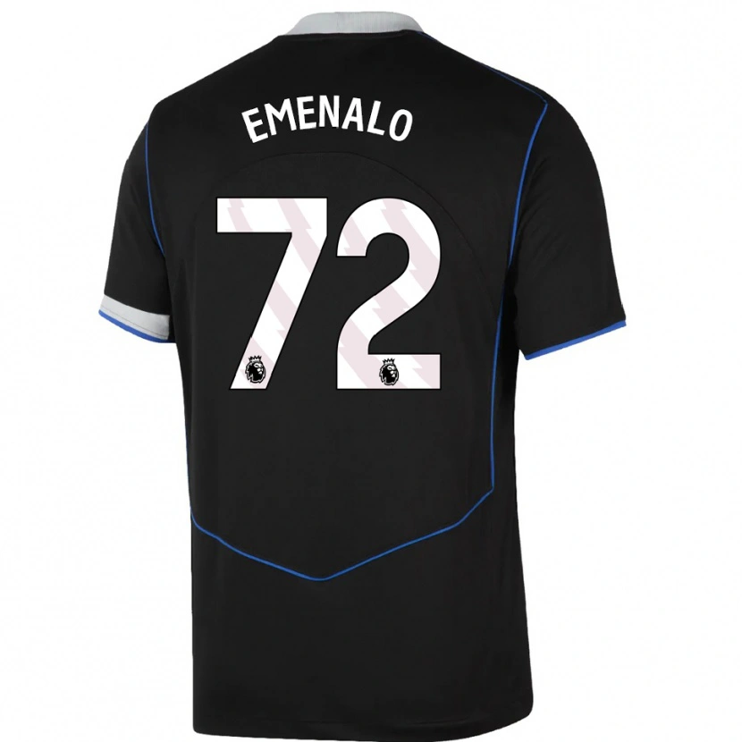 Danxen Bambino Maglia Landon Emenalo #72 Nero Blu Argento Kit Gara Third 2025/26 Maglietta