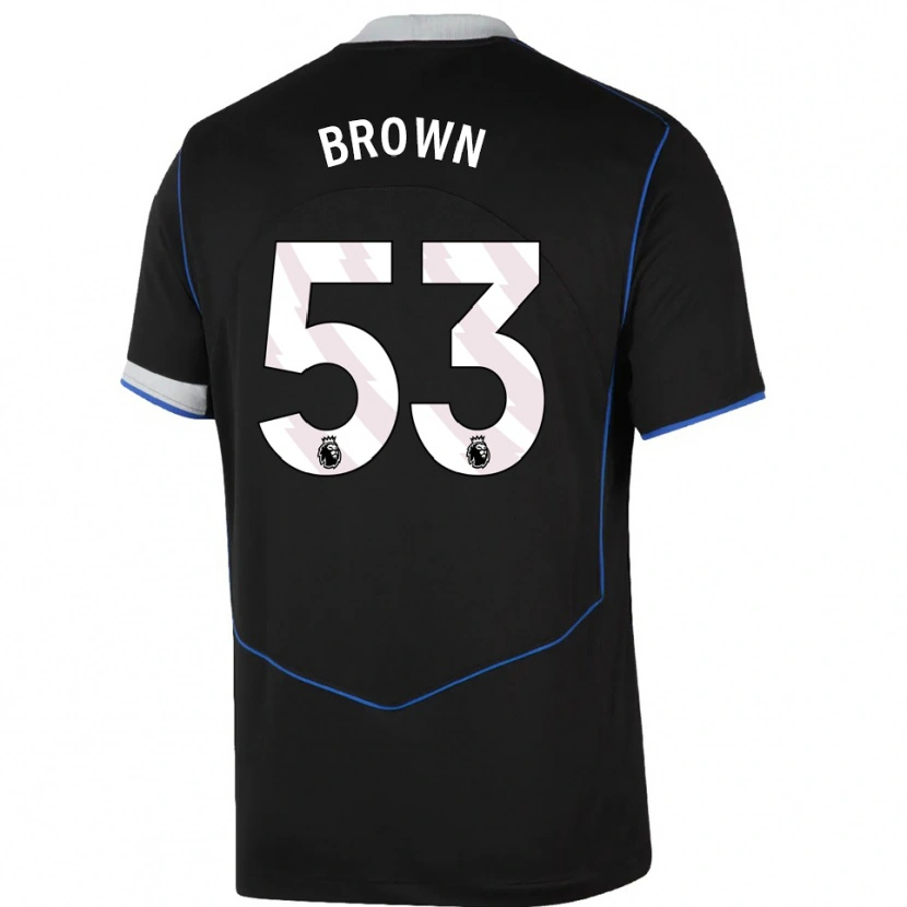 Danxen Bambino Maglia Lola Brown #53 Nero Blu Argento Kit Gara Third 2025/26 Maglietta