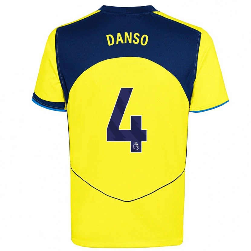 Danxen Bambino Maglia Kevin Danso #4 Giallo Navy Kit Gara Third 2025/26 Maglietta