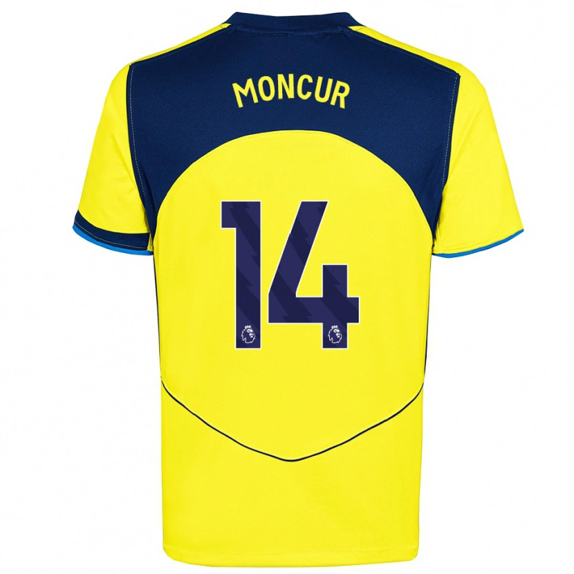 Danxen Bambino Maglia Ronny Moncur #14 Giallo Navy Kit Gara Third 2025/26 Maglietta