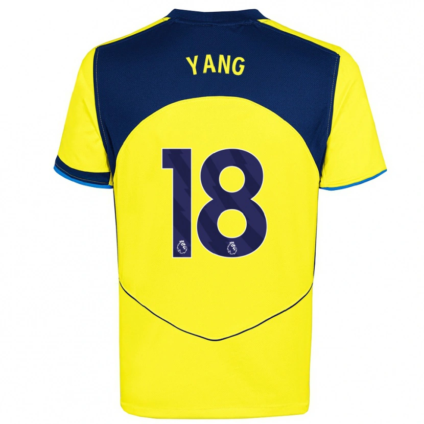 Danxen Bambino Maglia Min-Hyeok Yang #18 Giallo Navy Kit Gara Third 2025/26 Maglietta