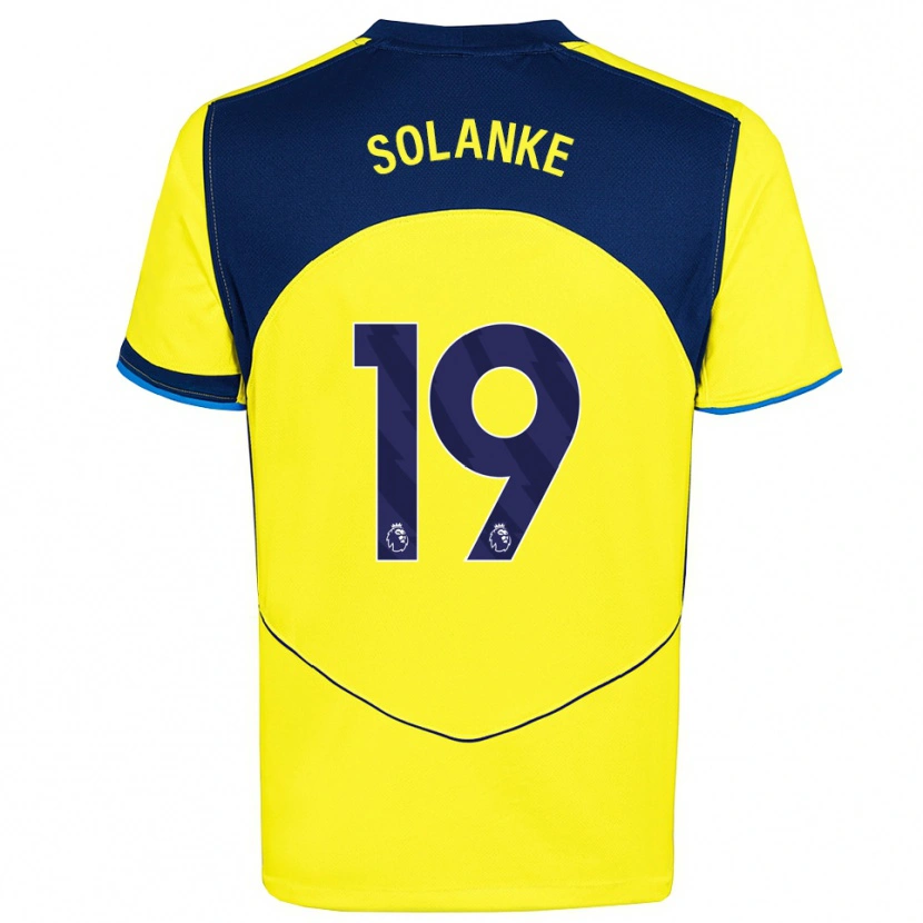 Danxen Bambino Maglia Dominic Solanke #19 Giallo Navy Kit Gara Third 2025/26 Maglietta