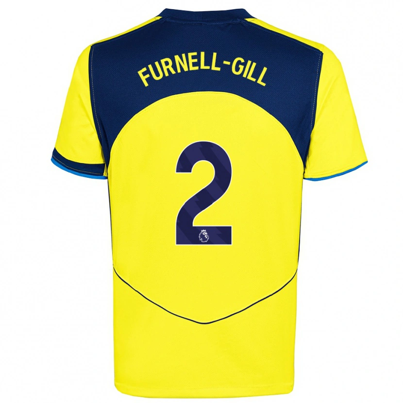 Danxen Bambino Maglia Luca Furnell-Gill #2 Giallo Navy Kit Gara Third 2025/26 Maglietta