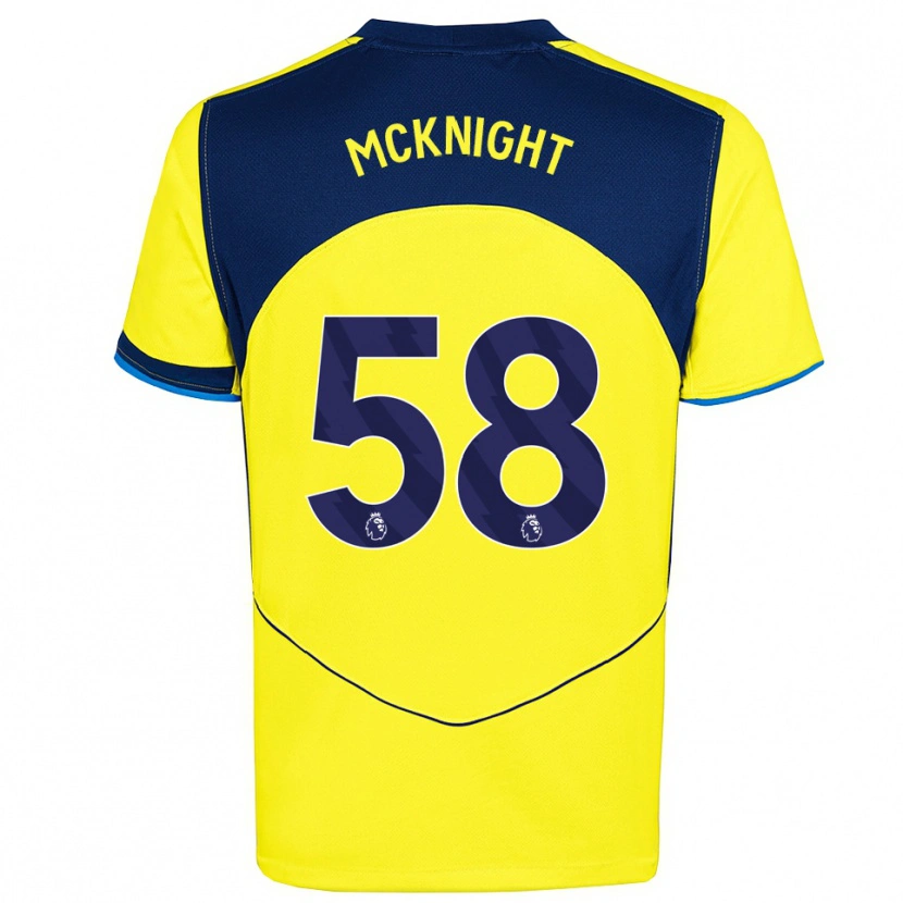 Danxen Bambino Maglia Maxwell Mcknight #58 Giallo Navy Kit Gara Third 2025/26 Maglietta