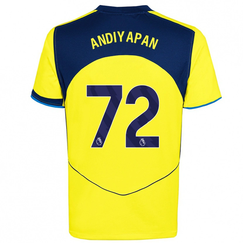 Danxen Bambino Maglia William Andiyapan #72 Giallo Navy Kit Gara Third 2025/26 Maglietta