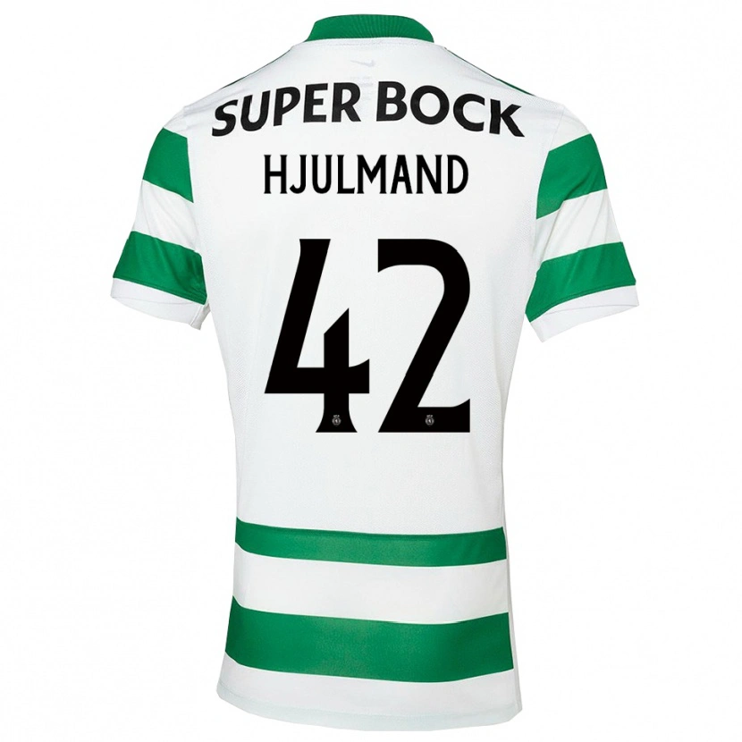 Danxen Uomo Maglia Morten Hjulmand #42 Verde Bianco Kit Gara Home 2025/26 Maglietta