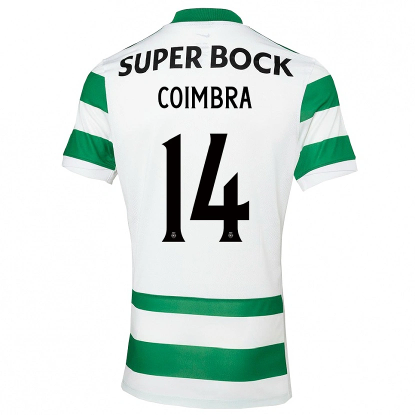 Danxen Uomo Maglia Telmo Coimbra #14 Verde Bianco Kit Gara Home 2025/26 Maglietta