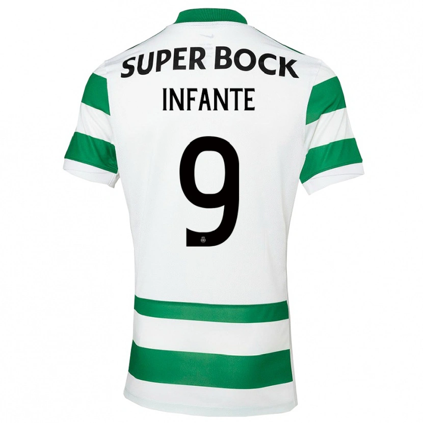 Danxen Uomo Maglia João Infante #9 Verde Bianco Kit Gara Home 2025/26 Maglietta