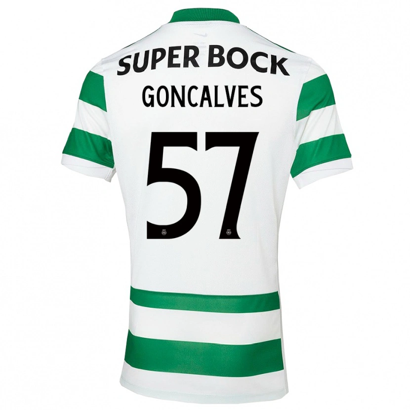 Danxen Uomo Maglia Inês Gonçalves #57 Verde Bianco Kit Gara Home 2025/26 Maglietta