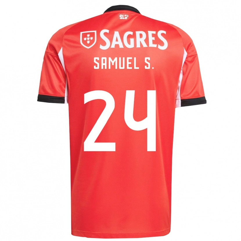 Danxen Uomo Maglia Samuel Soares #24 Rosso Bianco Kit Gara Home 2025/26 Maglietta