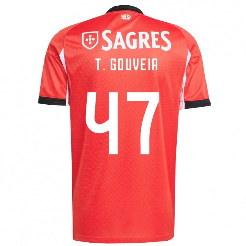 Danxen Uomo Maglia Tiago Gouveia #47 Rosso Bianco Kit Gara Home 2025/26 Maglietta