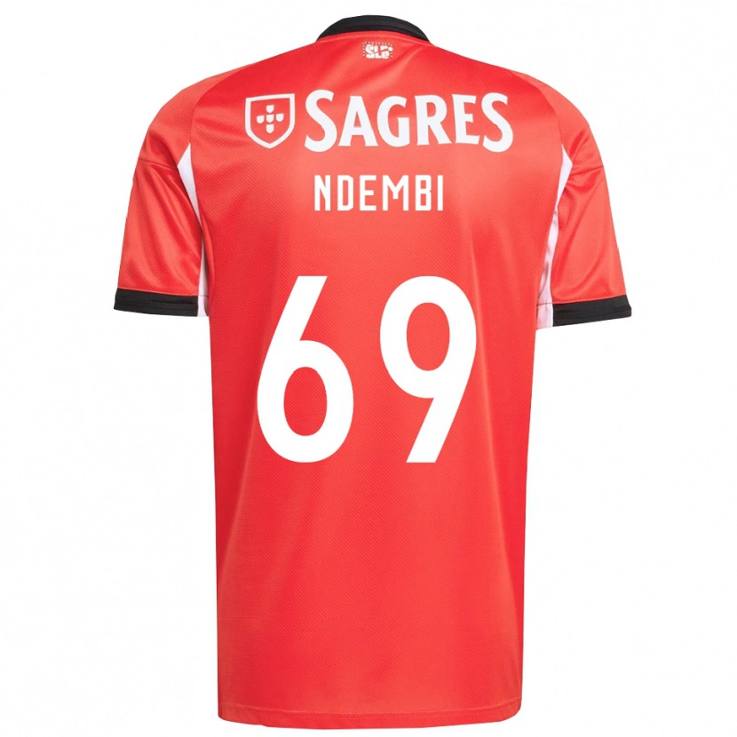 Danxen Uomo Maglia Michée Ndembi #69 Rosso Bianco Kit Gara Home 2025/26 Maglietta