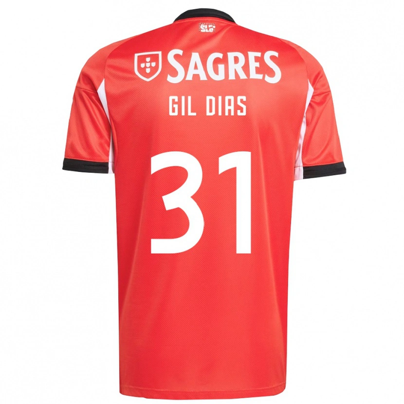 Danxen Uomo Maglia Gil Dias #31 Rosso Bianco Kit Gara Home 2025/26 Maglietta