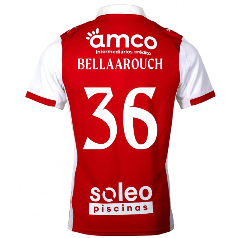 Danxen Uomo Maglia Alaa Bellaarouch #36 Rosso Bianco Kit Gara Home 2025/26 Maglietta