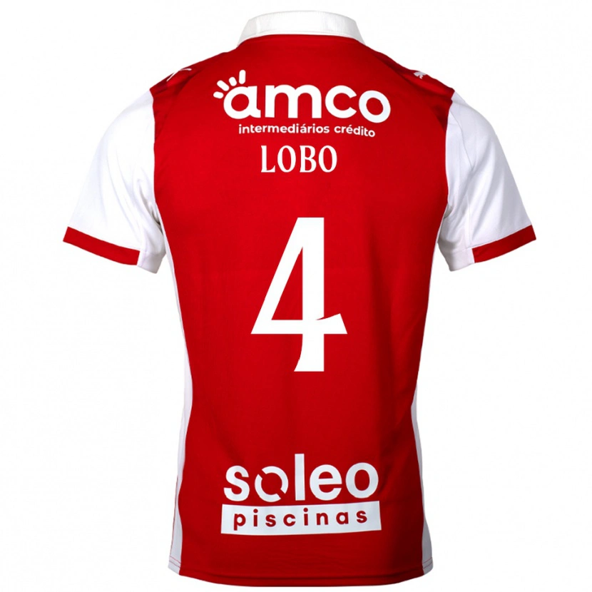 Danxen Uomo Maglia Diogo Lobo #4 Rosso Bianco Kit Gara Home 2025/26 Maglietta