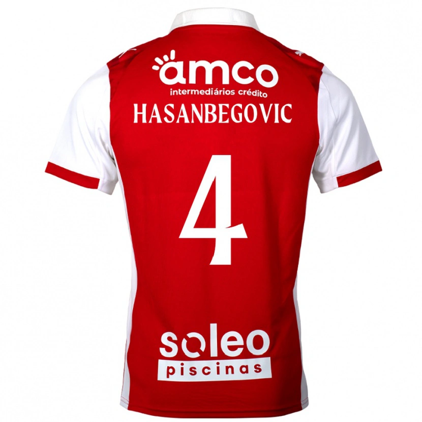 Danxen Uomo Maglia Melisa Hasanbegović #4 Rosso Bianco Kit Gara Home 2025/26 Maglietta