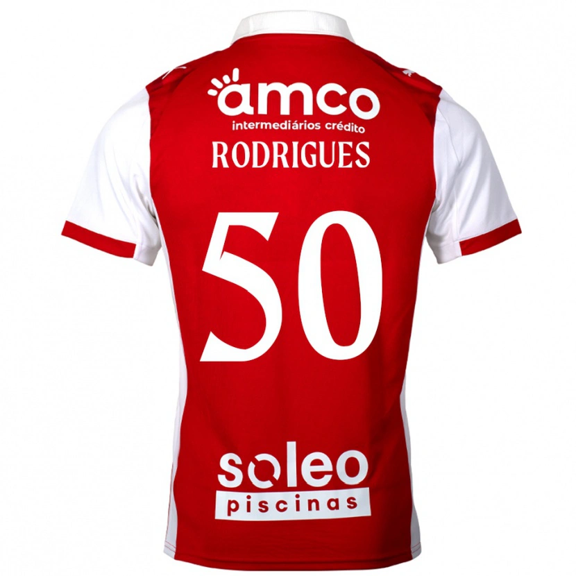 Danxen Uomo Maglia Diego Rodrigues #50 Rosso Bianco Kit Gara Home 2025/26 Maglietta