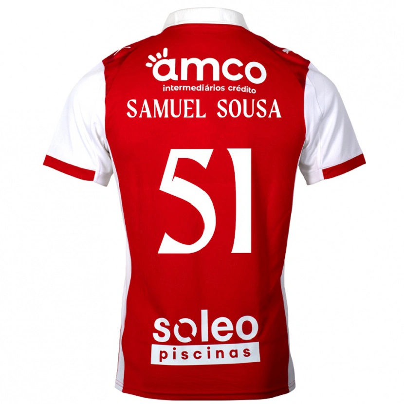 Danxen Uomo Maglia Samu Sousa #51 Rosso Bianco Kit Gara Home 2025/26 Maglietta