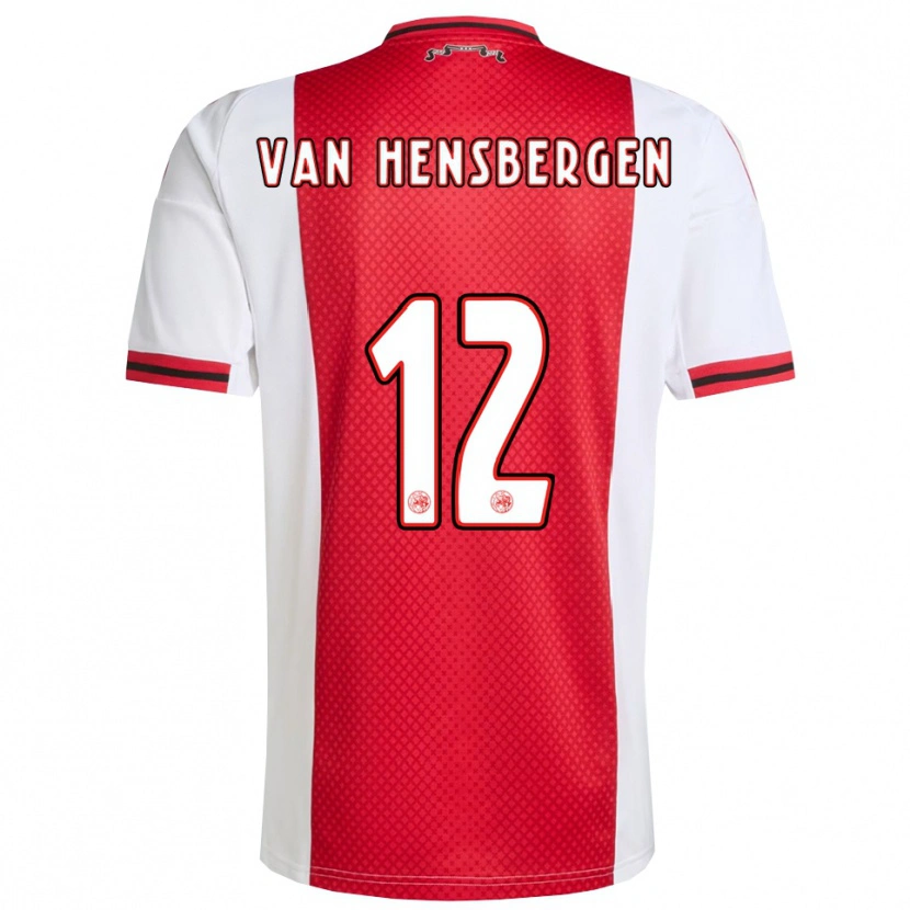 Danxen Uomo Maglia Jade Van Hensbergen #12 Rosso Bianco Kit Gara Home 2025/26 Maglietta