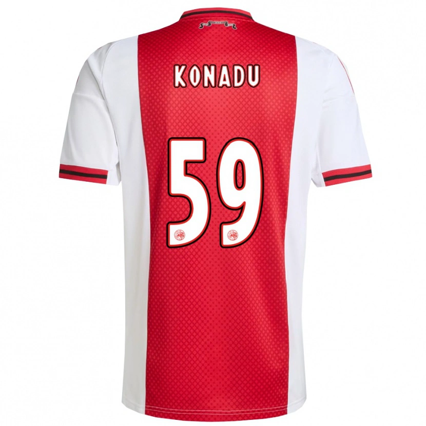 Danxen Uomo Maglia Don-Angelo Konadu #59 Rosso Bianco Kit Gara Home 2025/26 Maglietta