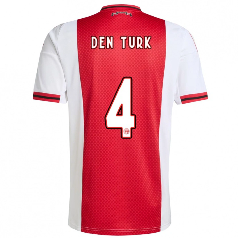 Danxen Uomo Maglia Deau Den Turk #4 Rosso Bianco Kit Gara Home 2025/26 Maglietta