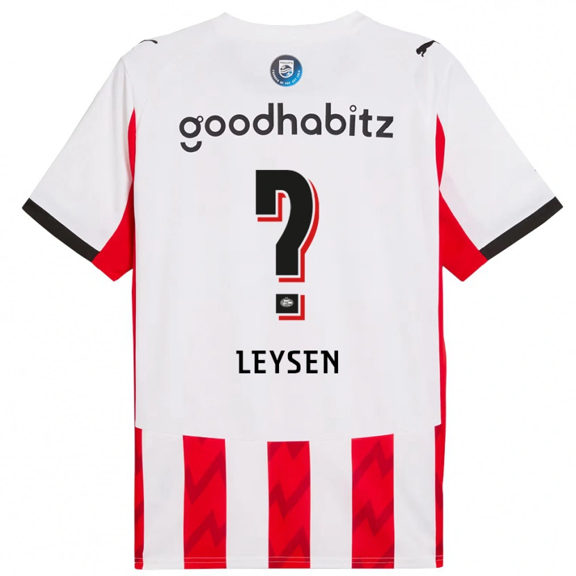 Danxen Uomo Maglia Fedde Leysen #0 Rosso Bianco Kit Gara Home 2025/26 Maglietta