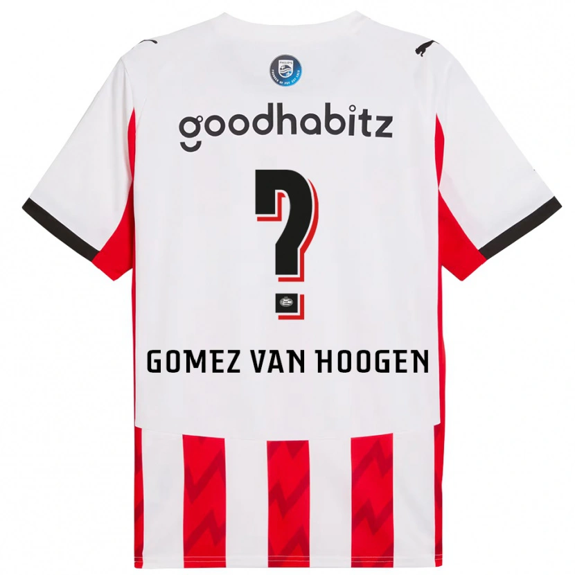 Danxen Uomo Maglia Samuel Gomez Van Hoogen #0 Rosso Bianco Kit Gara Home 2025/26 Maglietta