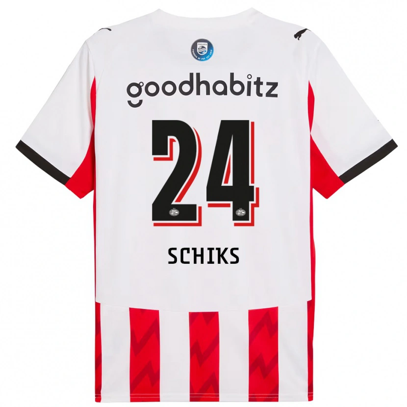Danxen Uomo Maglia Niek Schiks #24 Rosso Bianco Kit Gara Home 2025/26 Maglietta