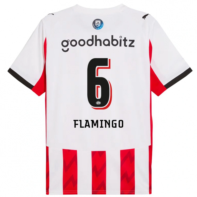 Danxen Uomo Maglia Ryan Flamingo #6 Rosso Bianco Kit Gara Home 2025/26 Maglietta