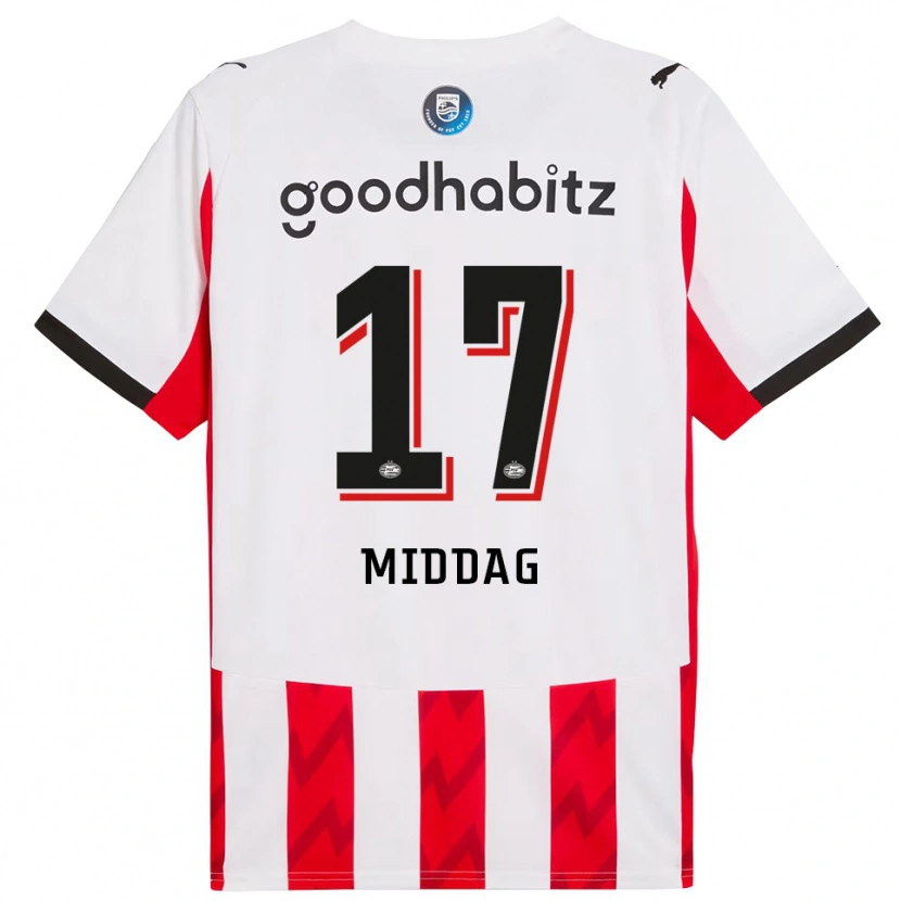 Danxen Uomo Maglia Isai Middag #17 Rosso Bianco Kit Gara Home 2025/26 Maglietta