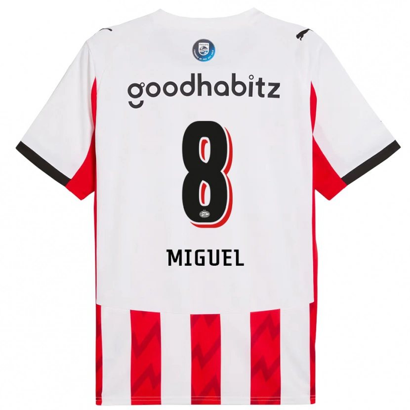 Danxen Uomo Maglia Yani Miguel #8 Rosso Bianco Kit Gara Home 2025/26 Maglietta