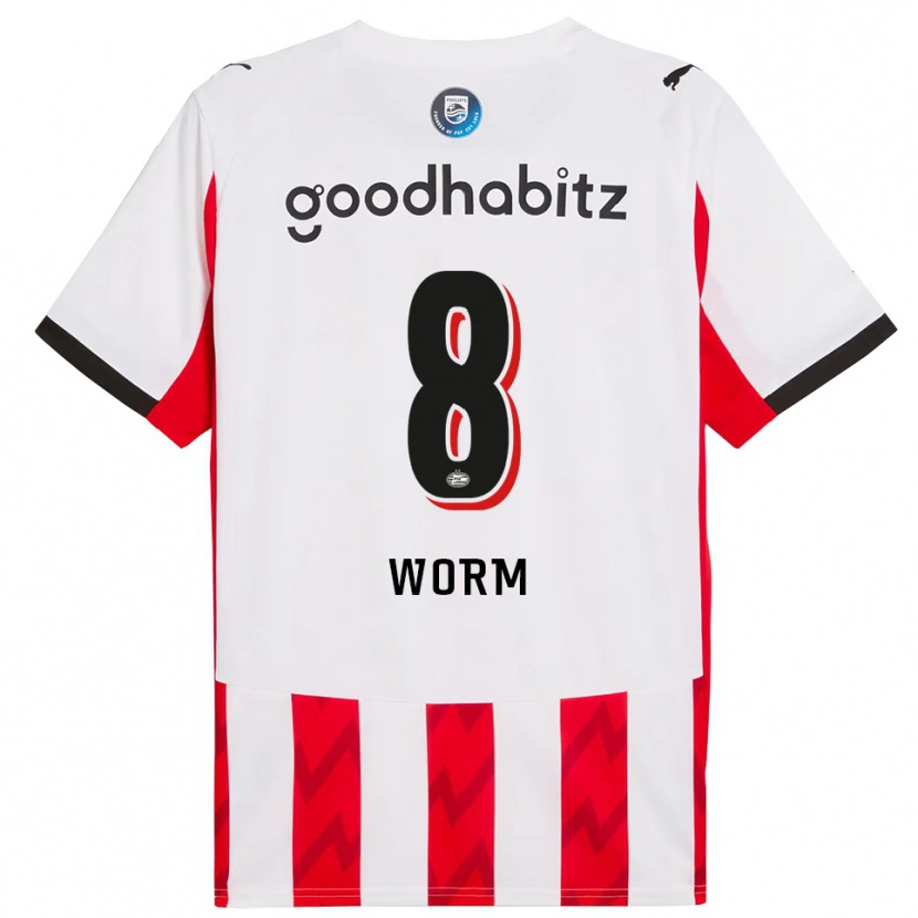Danxen Uomo Maglia Siri Worm #8 Rosso Bianco Kit Gara Home 2025/26 Maglietta