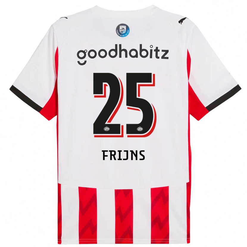 Danxen Uomo Maglia Emma Frijns #25 Rosso Bianco Kit Gara Home 2025/26 Maglietta