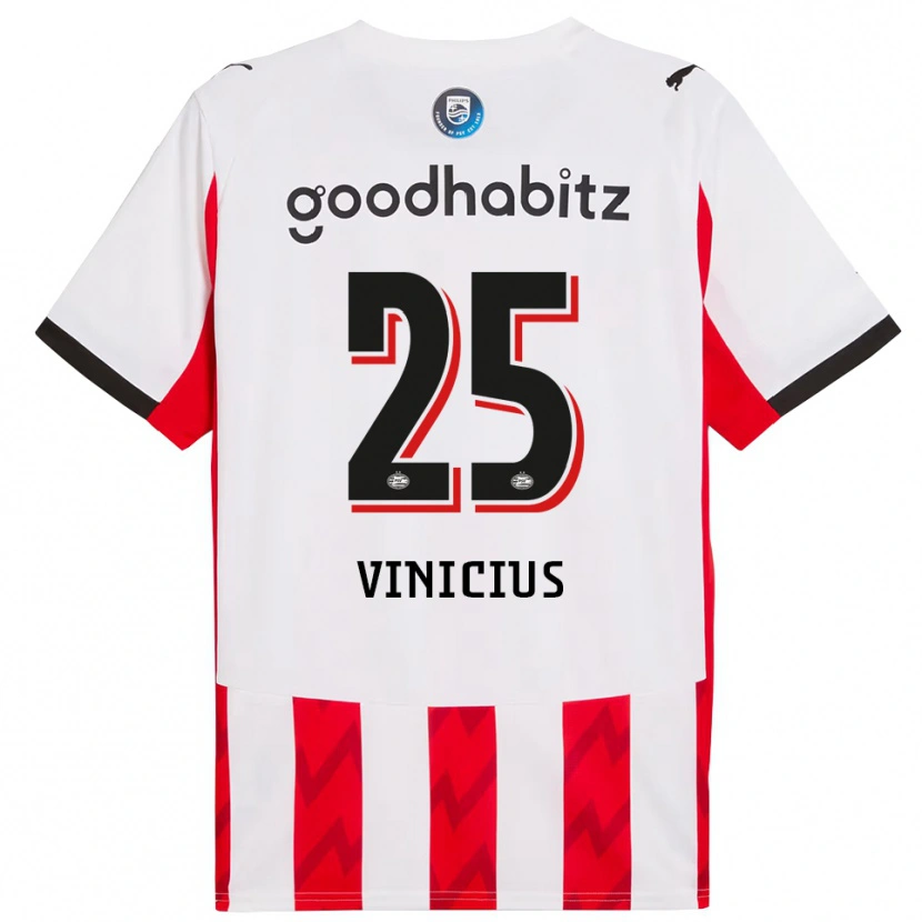 Danxen Uomo Maglia Carlos Vinicius #25 Rosso Bianco Kit Gara Home 2025/26 Maglietta