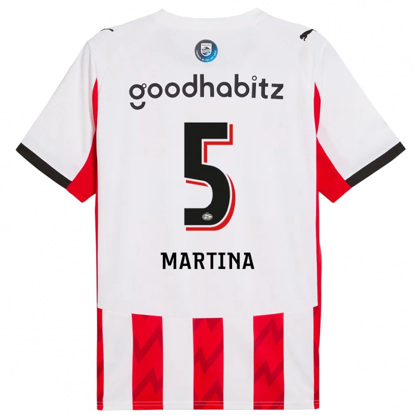 Danxen Uomo Maglia Jorvimar Martina #5 Rosso Bianco Kit Gara Home 2025/26 Maglietta